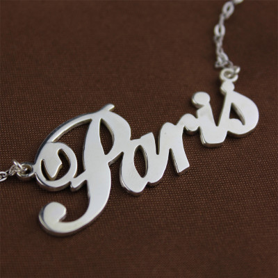 Paris Hilton Style Name Necklace 18ct Solid White Gold Plated - Handcrafted & Custom-Made