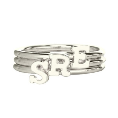 Personalised Women's Midi Initial Ring Sterling Silver - Handcrafted & Custom-Made