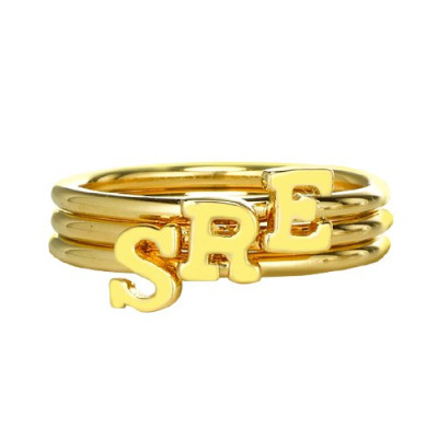 Custom Midi Initial Letter Ring 18ct Gold Plated - Handcrafted & Custom-Made