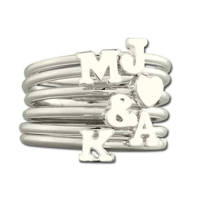 Stackable Midi Initial Ring Sterling Silver - Handcrafted & Custom-Made