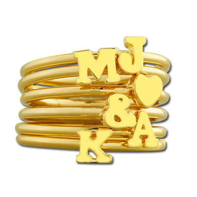 Stackable Initial Ring 18ct Gold Plated - Handcrafted & Custom-Made