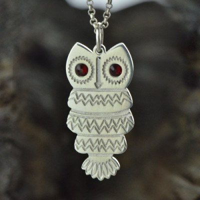 Cute Birthstone Owl Name Necklace for Girls  - Handcrafted & Custom-Made