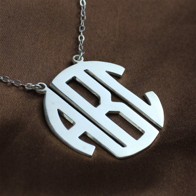Solid White Gold 18ct Initial Block Monogram Pendant Necklace - Handcrafted & Custom-Made