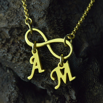 Infinity Pendant Double Initial 18ct Gold Plated - Handcrafted & Custom-Made