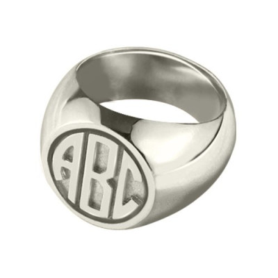 Personalised Signet Ring with Block Monogram Sterling Silver - Handcrafted & Custom-Made