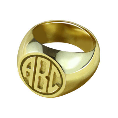 Customised Signet Ring with Block Monogram 18ct Gold Plated - Handcrafted & Custom-Made
