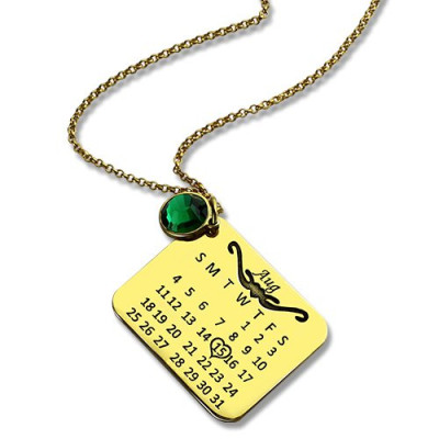 Birth Day Gifts - Birthday Calendar Necklace 18ct Gold Plated - Handcrafted & Custom-Made