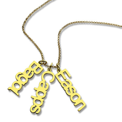 Customised Vertical Multiable Names Necklace 18ct Gold Plated - Handcrafted & Custom-Made