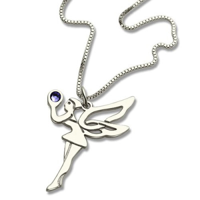 Personalised Fairy Birthstone Necklace for Girls Sterling Silver  - Handcrafted & Custom-Made