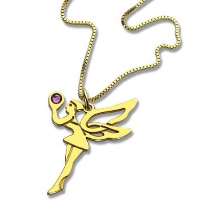 Fairy Birthstone Necklace for Girlfriend 18ct Gold Plated Silver 925  - Handcrafted & Custom-Made