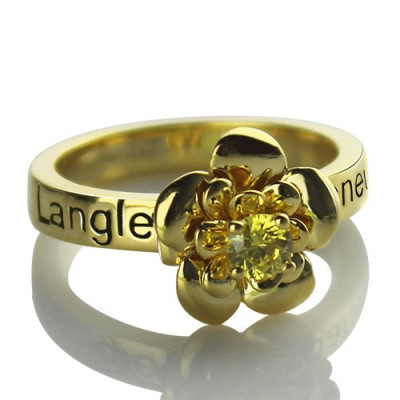 Promise Rose Ring for Her with Birthstone 18ct Gold Plated  - Handcrafted & Custom-Made