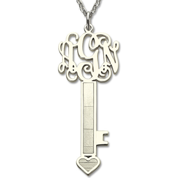 Personalised Key Necklace Sterling Silver with Monogram - Handcrafted & Custom-Made