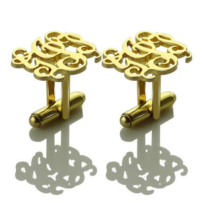 Monogrammed Cuff links Cut Out Initials 18ct Gold Plated - Handcrafted & Custom-Made