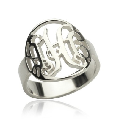 Cut Out Monogram Initial Ring Sterling Silver - Handcrafted & Custom-Made