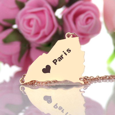 South Carolina State Shaped Necklaces With Heart  Name Rose Gold - Handcrafted & Custom-Made