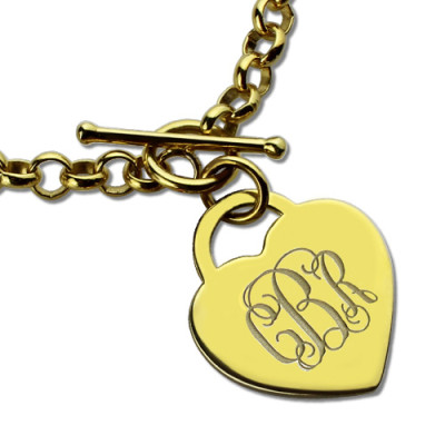 Heart Monogram Initial Charm Bracelets In 18ct Gold Plated - Handcrafted & Custom-Made