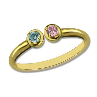 Dual Birthstone Ring 18ct Gold Plated  - Handcrafted & Custom-Made
