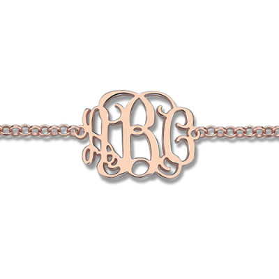 Rose Gold Plated Silver Monogram Bracelet - Handcrafted & Custom-Made