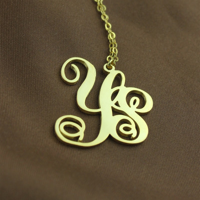 Personalised 18ct Gold Plated Vine Font 2 Initial Monogram Necklace - Handcrafted & Custom-Made