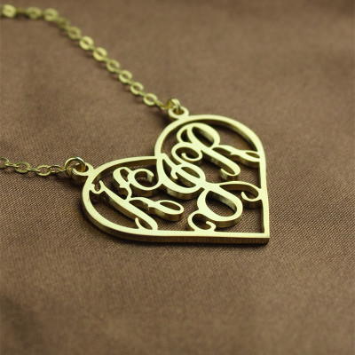 Solid Gold Initial Monogram Personalised Heart Necklace - Handcrafted & Custom-Made