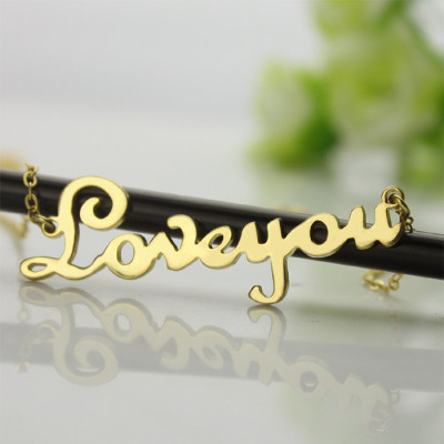 Personalised 18ct Gold Plated French Font I Love You Name Necklace - Handcrafted & Custom-Made