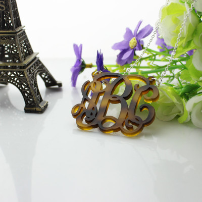 Tortoise Acrylic Monogram Necklace - Handcrafted & Custom-Made