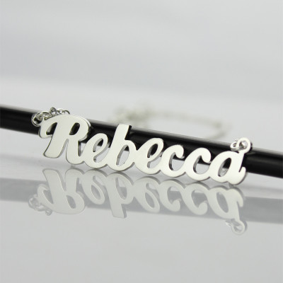 Personalised 18ct White Gold Plated Puff Font Name Necklace - Handcrafted & Custom-Made