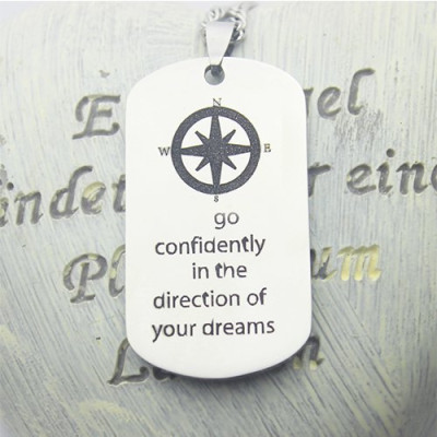 Compass Man's Dog Tag Name Necklace - Handcrafted & Custom-Made