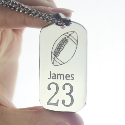 Man's Dog Tag Rugby Name Necklace - Handcrafted & Custom-Made