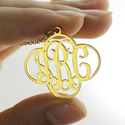 Personalised Cut Out Clover Monogram Necklace 18ct Gold Plated - Handcrafted & Custom-Made