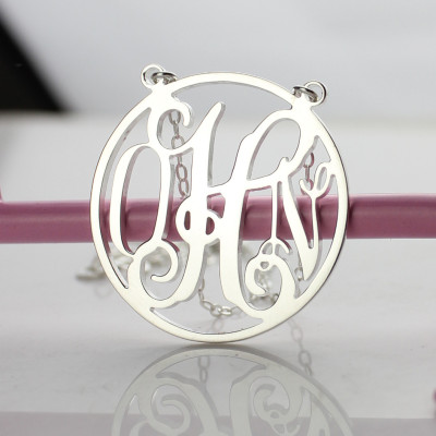 Circle 18ct Solid White Gold Initial Monogram Name Necklace - Handcrafted & Custom-Made