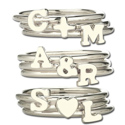 Stackable Midi Initial Ring Sterling Silver - Handcrafted & Custom-Made