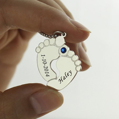 Memory Baby's Feet Charms with Birthstone Sterling Silver  - Handcrafted & Custom-Made