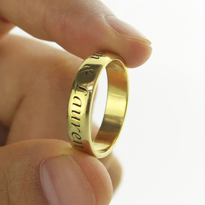 Engraved Promise Name Ring 18ct Gold Plated - Handcrafted & Custom-Made