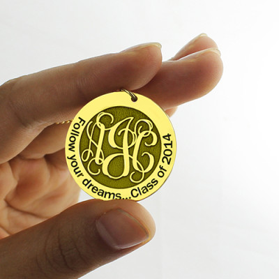 Follow Your Dreams Disc Monogram Necklace 18ct Gold Plated - Handcrafted & Custom-Made