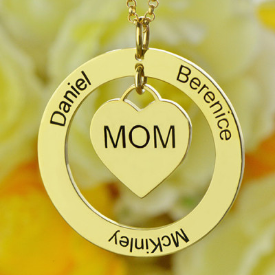 Family Names Necklace For Mom 18ct Gold Plating - Handcrafted & Custom-Made