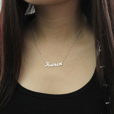Solid 18ct White Gold Plated Karen Style Name Necklace - Handcrafted & Custom-Made