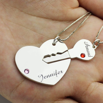 Key to My Heart Name Pendant Set For Couple - Handcrafted & Custom-Made