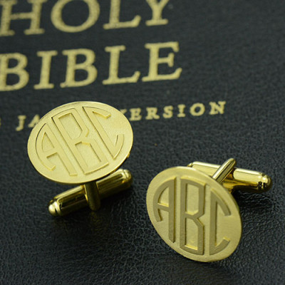 Cool Mens Cufflinks with Monogram Initial 18ct Gold Plated - Handcrafted & Custom-Made
