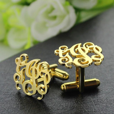 Monogrammed Cuff links Cut Out Initials 18ct Gold Plated - Handcrafted & Custom-Made