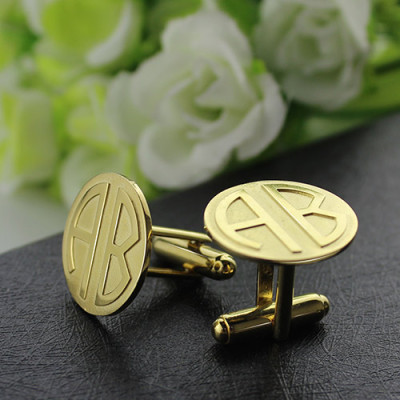 Cufflinks for Men with Block Monogram 18ct Gold Plated - Handcrafted & Custom-Made