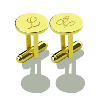 Custom Script Initial Cufflinks for Men 18ct Gold Plated - Handcrafted & Custom-Made