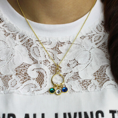 Personalised Family Infinity Necklace with Birthstones 18ct Gold Plate  - Handcrafted & Custom-Made