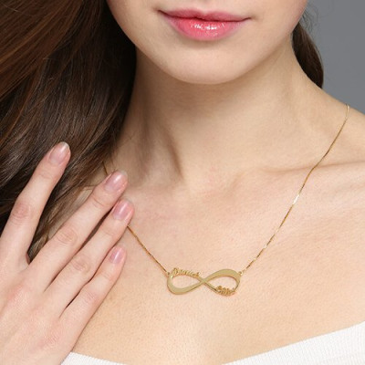 18ct Gold Plated Infinity Necklace Double Name - Handcrafted & Custom-Made