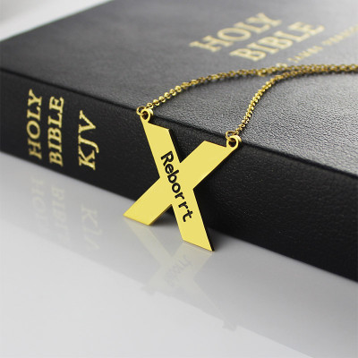 Personalised 18ct Gold Plated Silver St. Andrew Name Cross Necklace - Handcrafted & Custom-Made
