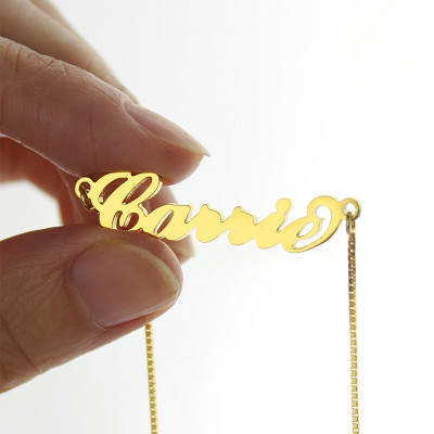 Gold Plated Sex and The City Carrie Name Necklace Box Chain - Handcrafted & Custom-Made