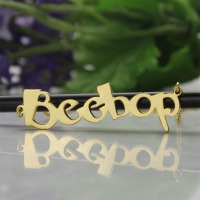Solid Gold 18ct Personalised Beetle font Letter Name Necklace - Handcrafted & Custom-Made