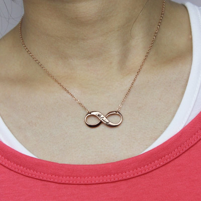 18ct Rose Gold Plated Engraved Infinity Necklace - Handcrafted & Custom-Made