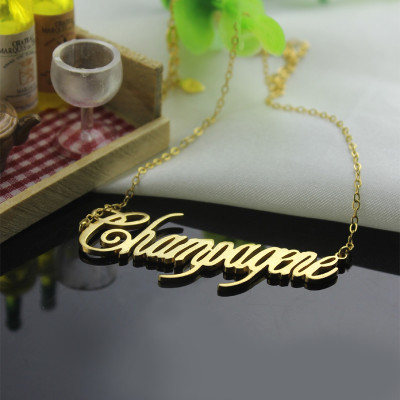 Solid Gold Personalised Champagne Font Name Necklace - Handcrafted & Custom-Made