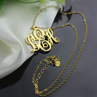 Personalised Vine Font Initial Monogram Necklace 18ct Gold Plated - Handcrafted & Custom-Made